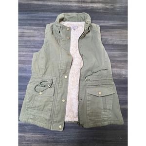 Victory Outfitters Sherpa Lined Vest Utility Pockets Olive Green S‎